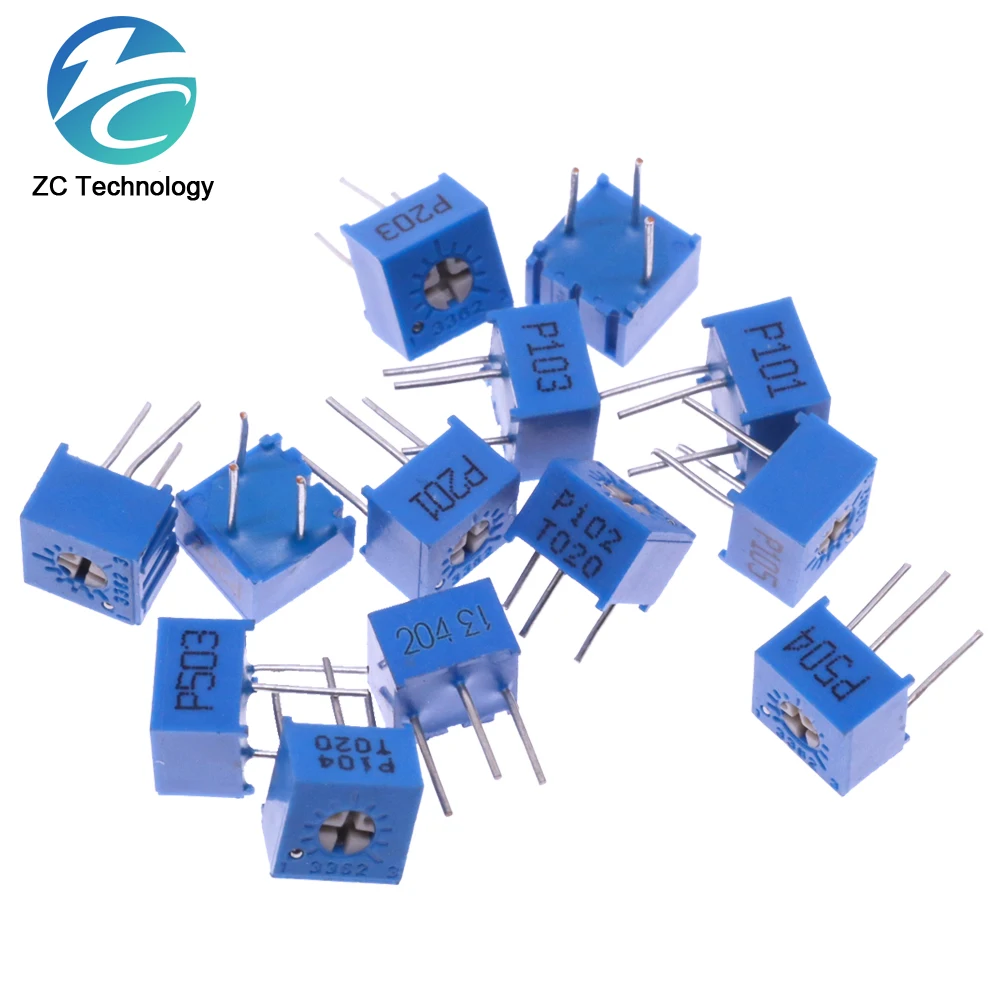 13 pcs potentiometer 3362P kit Variable Resistor 100R -1M 200R 500R 1k 2k 5K 10K 20K 50K 100K trimming potentiometer
13 pcs potentiometer 3362P kit Variable Resistor 100R -1M 200R 500R 1k 2k 5K 10K 20K 50K 100K trimming potentiometer