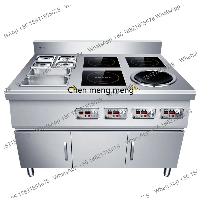Four-eye electromagnetic pot stove Commercial electromagnetic seasoning box Combination cabinet 3500w Malatang electric stove
Four-eye electromagnetic pot stove Commercial electromagnetic seasoning box Combination cabinet 3500w Malatang electric stove