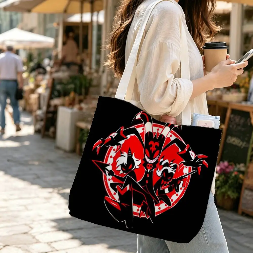H-Helluva Boss Large Capacity Cotton Polyester Shoulder Tote Bag, Cute Zipper Handbag for Shopping Travel Daily Use
H-Helluva Boss Large Capacity Cotton Polyester Shoulder Tote Bag, Cute Zipper Handbag for Shopping Travel Daily Use