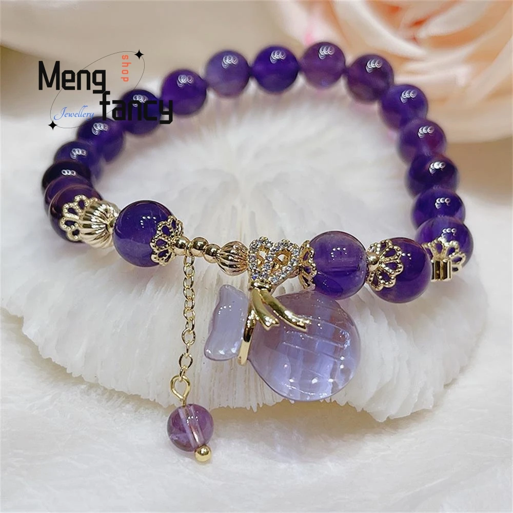 Natural Amethyst Bracelet Vintage Ethnic Style Crystal Strings Blessed Bag Peace Button Pendant Exquisite Luxury Fashion Jewelry
Natural Amethyst Bracelet Vintage Ethnic Style Crystal Strings Blessed Bag Peace Button Pendant Exquisite Luxury Fashion Jewelry