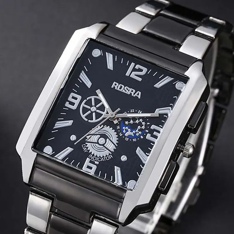 Men Watches Steel Fashion Elegant Rectangle Dial Steel Clock Quartz Watch Men's Silver-Black Cool Wristwatch Masculino Relogio
Men Watches Steel Fashion Elegant Rectangle Dial Steel Clock Quartz Watch Men's Silver-Black Cool Wristwatch Masculino Relogio