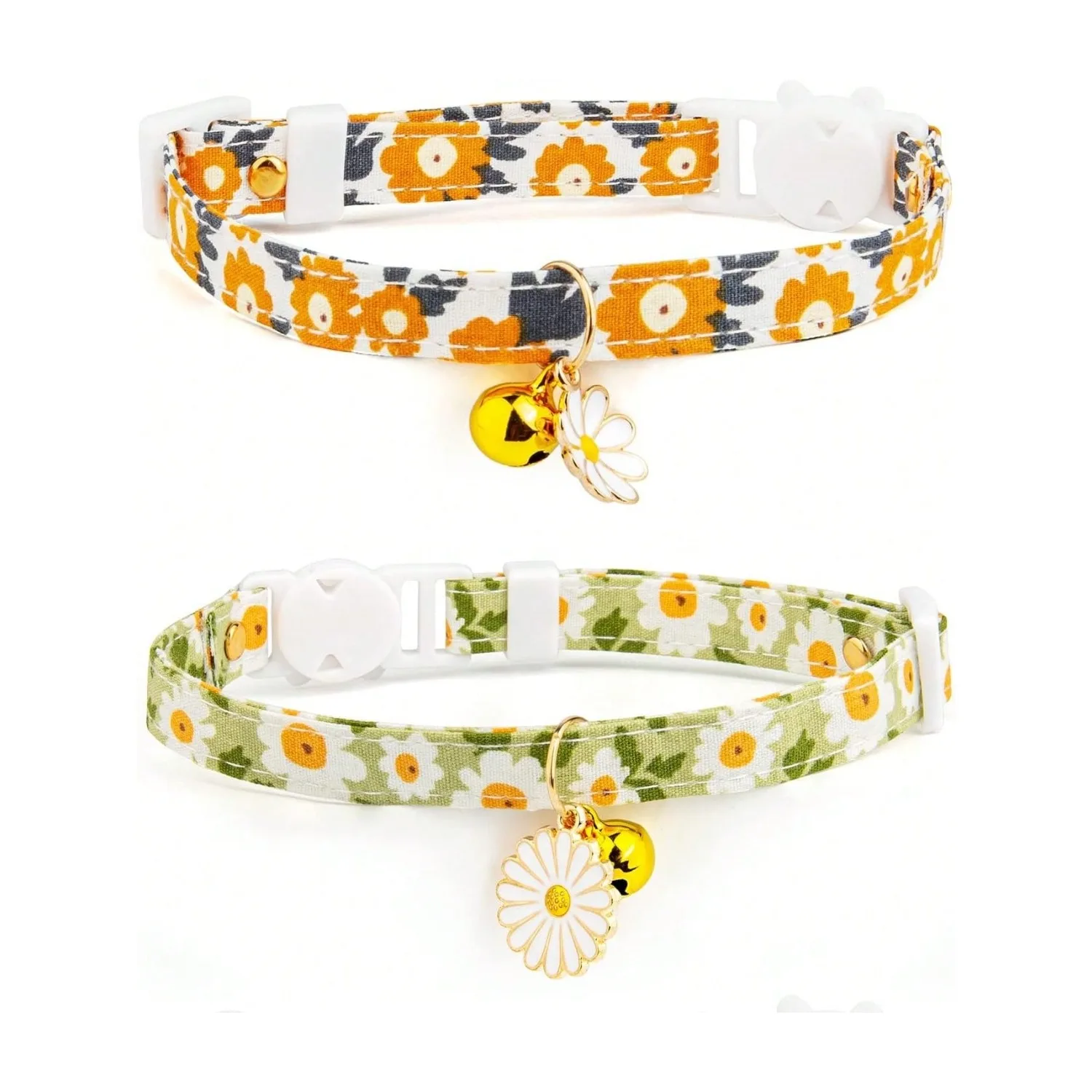 2 Pack Cotton Breakaway Cat Collar With Bell Yellow&Green Flowers Pendant Cute Kitten Cat Collar Suitable For Girls And Boys
2 Pack Cotton Breakaway Cat Collar With Bell Yellow&Green Flowers Pendant Cute Kitten Cat Collar Suitable For Girls And Boys