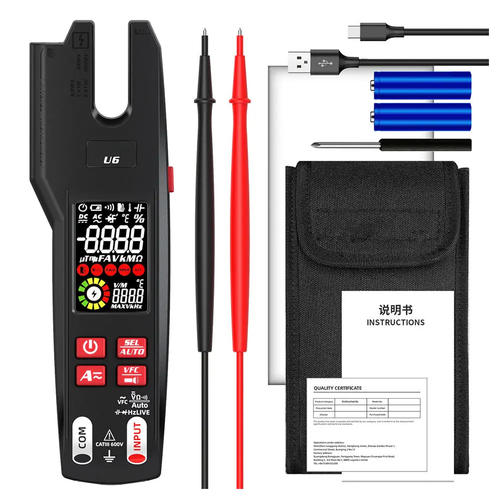 U ammeter U-type infrared temperature measurement multimeter AC and DC clamp meter 600A
U ammeter U-type infrared temperature measurement multimeter AC and DC clamp meter 600A