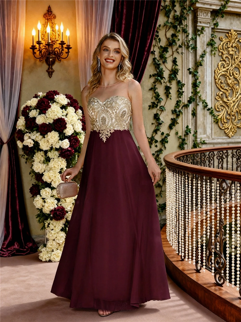 Elegant Backless Christmas Party Dress Long Lace Chiffon Evening Dresses A-line Sweetheart Beaded Formal Prom Wedding Party Gown
Elegant Backless Christmas Party Dress Long Lace Chiffon Evening Dresses A-line Sweetheart Beaded Formal Prom Wedding Party Gown