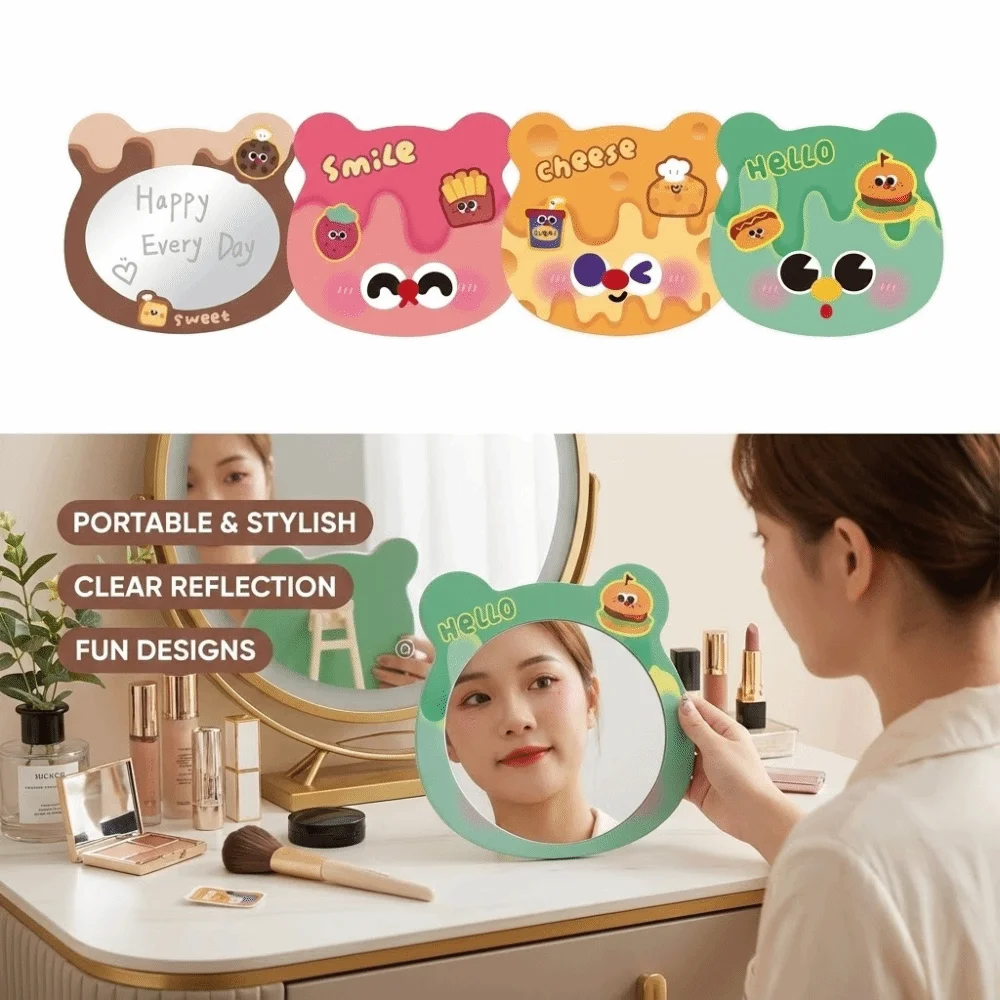 Cute Dual-purpose Bear Head Mirror Foldable Food Series Table Mirror Oil-edged Decorative Wall Mount Mirror Vanity Use
Cute Dual-purpose Bear Head Mirror Foldable Food Series Table Mirror Oil-edged Decorative Wall Mount Mirror Vanity Use