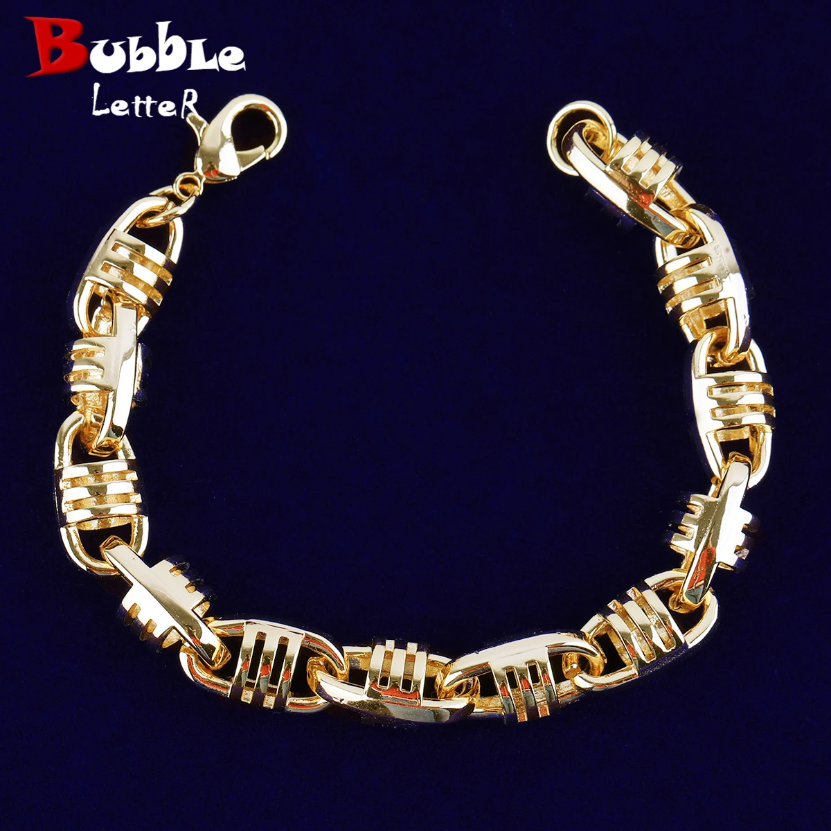 Bubble Letter Coffee Bean Cuban Link Bracelet for Men Real Gold Plated Copper Hip Hop Jewelry
Bubble Letter Coffee Bean Cuban Link Bracelet for Men Real Gold Plated Copper Hip Hop Jewelry