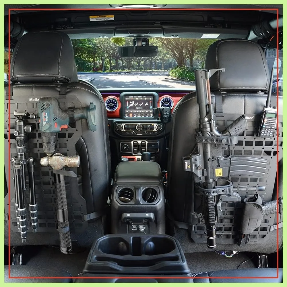 Tactical Rigid Molle Insert Panels for Vehicle Car Seat Back Organizer Rifle Gun Rack Modular Storage Platform, 2pcs
