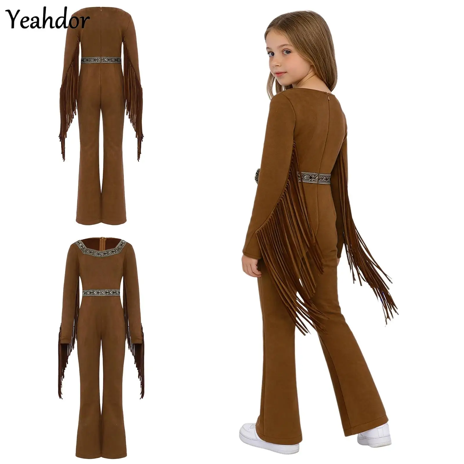 Girls Indians Princess Indian Indigenous Costume Native Caveman Savage Outfit Unique Pattern Fringe Long Sleeve Zipper Jumpsuit
Girls Indians Princess Indian Indigenous Costume Native Caveman Savage Outfit Unique Pattern Fringe Long Sleeve Zipper Jumpsuit