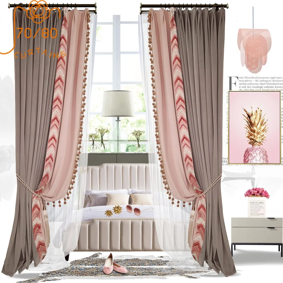 Pink Princess Style Embroidery Lace Stitching Thickened Flannel Curtains for Living Room Bedroom Dining Room Partition Curtain
Pink Princess Style Embroidery Lace Stitching Thickened Flannel Curtains for Living Room Bedroom Dining Room Partition Curtain