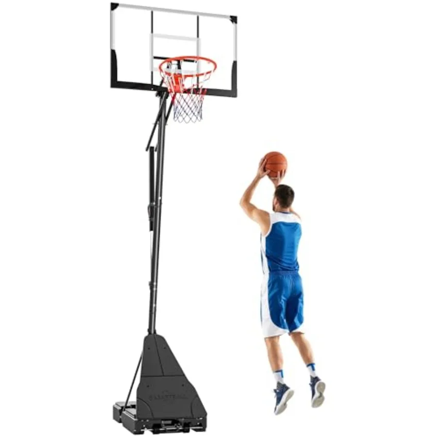 Outdoor portable basketball hoop with adjustable 8-10ft height, 47-inch shatterproof backboard, shock-absorbent rim, fillable b
Outdoor portable basketball hoop with adjustable 8-10ft height, 47-inch shatterproof backboard, shock-absorbent rim, fillable b