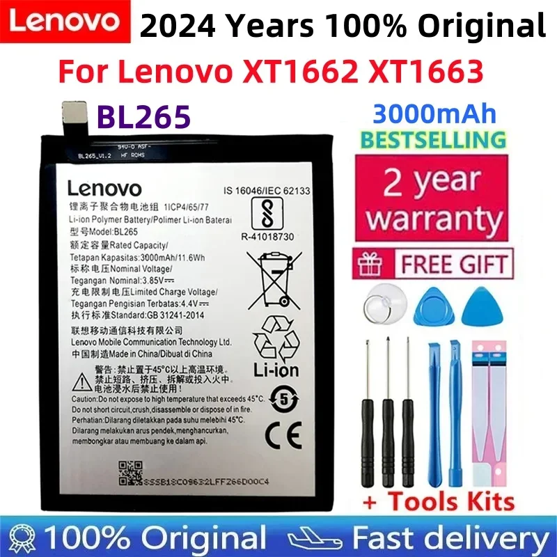 Original BL265 3000mAh Battery For Lenovo XT1662 Motorola MOTO M XT1662 XT1663 Mobile Phone +Gift Tools +Stickers
Original BL265 3000mAh Battery For Lenovo XT1662 Motorola MOTO M XT1662 XT1663 Mobile Phone +Gift Tools +Stickers