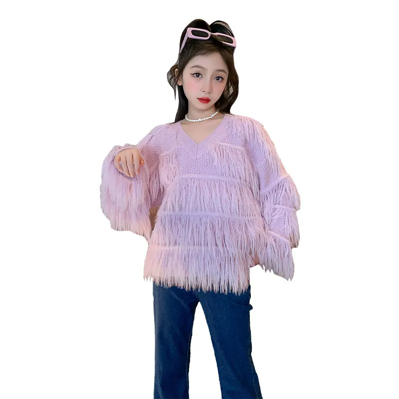 2025 New Fashion Girl V-Neck Sweater with Tassel Mink Korean Elegant Solid Color Spring Fall Teenage Girl Casual Sweater Clothes
2025 New Fashion Girl V-Neck Sweater with Tassel Mink Korean Elegant Solid Color Spring Fall Teenage Girl Casual Sweater Clothes