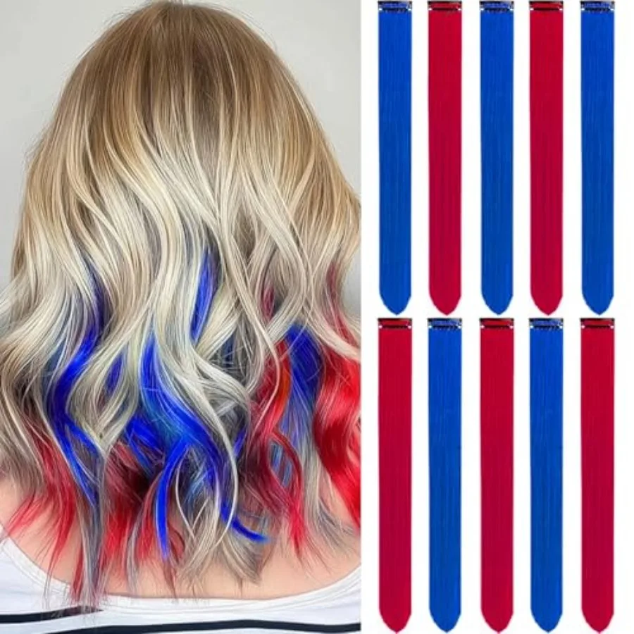 Party hair extensions, synthetic, red and blue, clip-in, 10 pcs, 22 inch, vibrant color for cosplay and festive occasions
Party hair extensions, synthetic, red and blue, clip-in, 10 pcs, 22 inch, vibrant color for cosplay and festive occasions