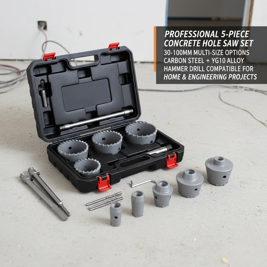 5PCS Concrete Hole Saw Kit, 30-100mm Dry Drill Bit Set for Brick Wall, Triple-Edge Hole Opener with Toolbox
5PCS Concrete Hole Saw Kit, 30-100mm Dry Drill Bit Set for Brick Wall, Triple-Edge Hole Opener with Toolbox