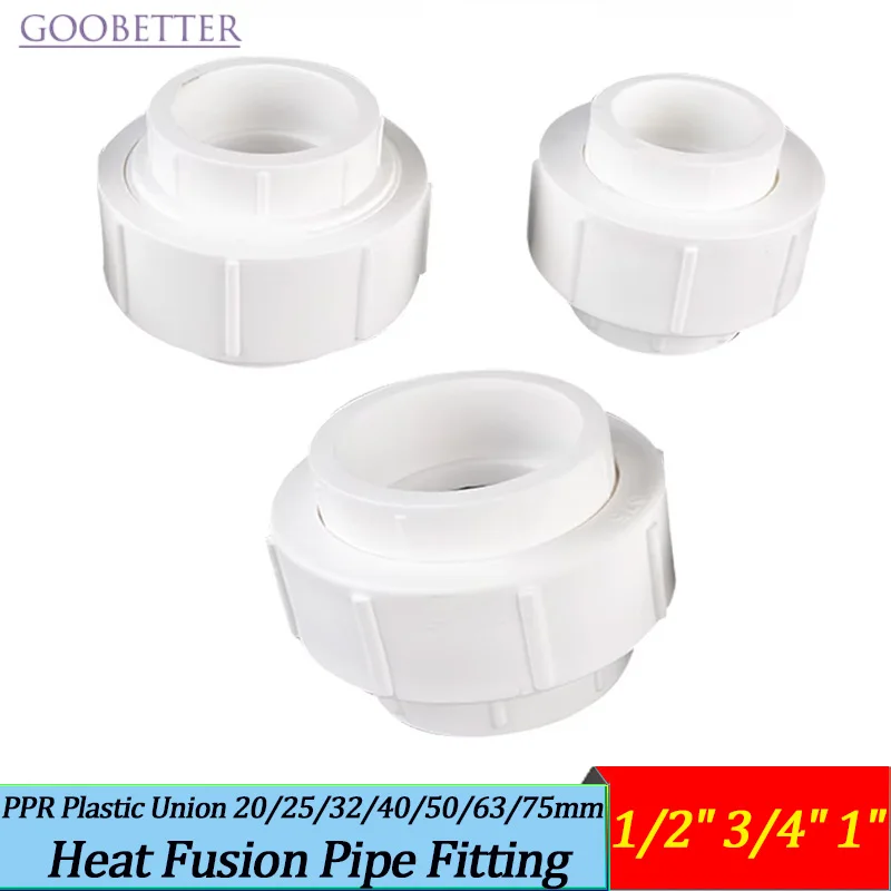 PPR Plastic Union 20/25/32/40/50/63/75mm Heat Fusion Pipe Fitting 1/2" 3/4" 1" Corrosion Proof 1Pcs
PPR Plastic Union 20/25/32/40/50/63/75mm Heat Fusion Pipe Fitting 1/2" 3/4" 1" Corrosion Proof 1Pcs