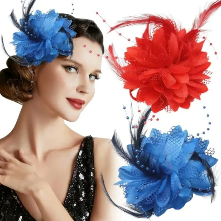 2 Pcs Fascinator Feather Flower Hair Clip with Beads Vintage Large Floral Hair Scrunchie Bridal Wedding Prom Headpiece Hair Acc
2 Pcs Fascinator Feather Flower Hair Clip with Beads Vintage Large Floral Hair Scrunchie Bridal Wedding Prom Headpiece Hair Acc