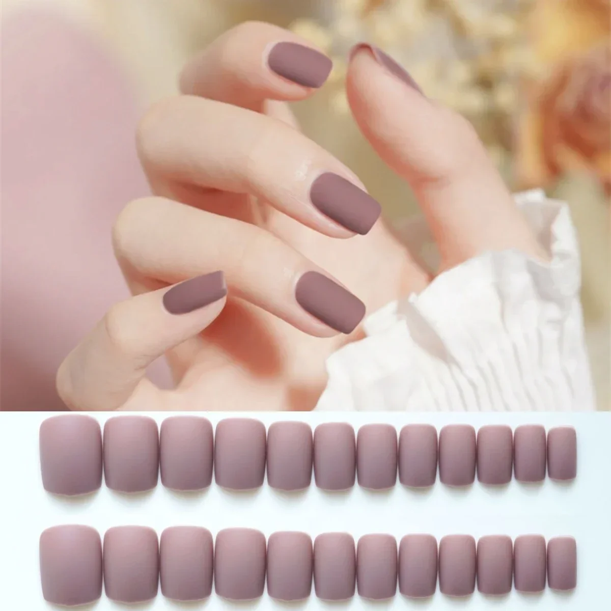 24PCS/set Short Soot Ash Purple Matte Wear Fake Nails Full Cover Acrylic Finished Product Removable Press on Nail Art Decoration
24PCS/set Short Soot Ash Purple Matte Wear Fake Nails Full Cover Acrylic Finished Product Removable Press on Nail Art Decoration