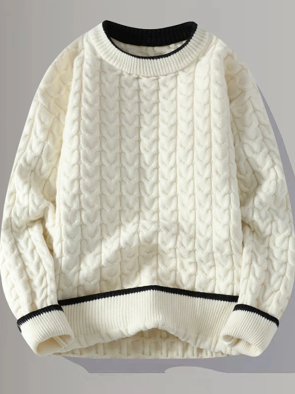 Men's Knitted Wool Sweater round Ne Fce Lined Thiened Winter Faionable Student Sle Loose Fit Soft Polyester Blend
Men's Knitted Wool Sweater round Ne Fce Lined Thiened Winter Faionable Student Sle Loose Fit Soft Polyester Blend