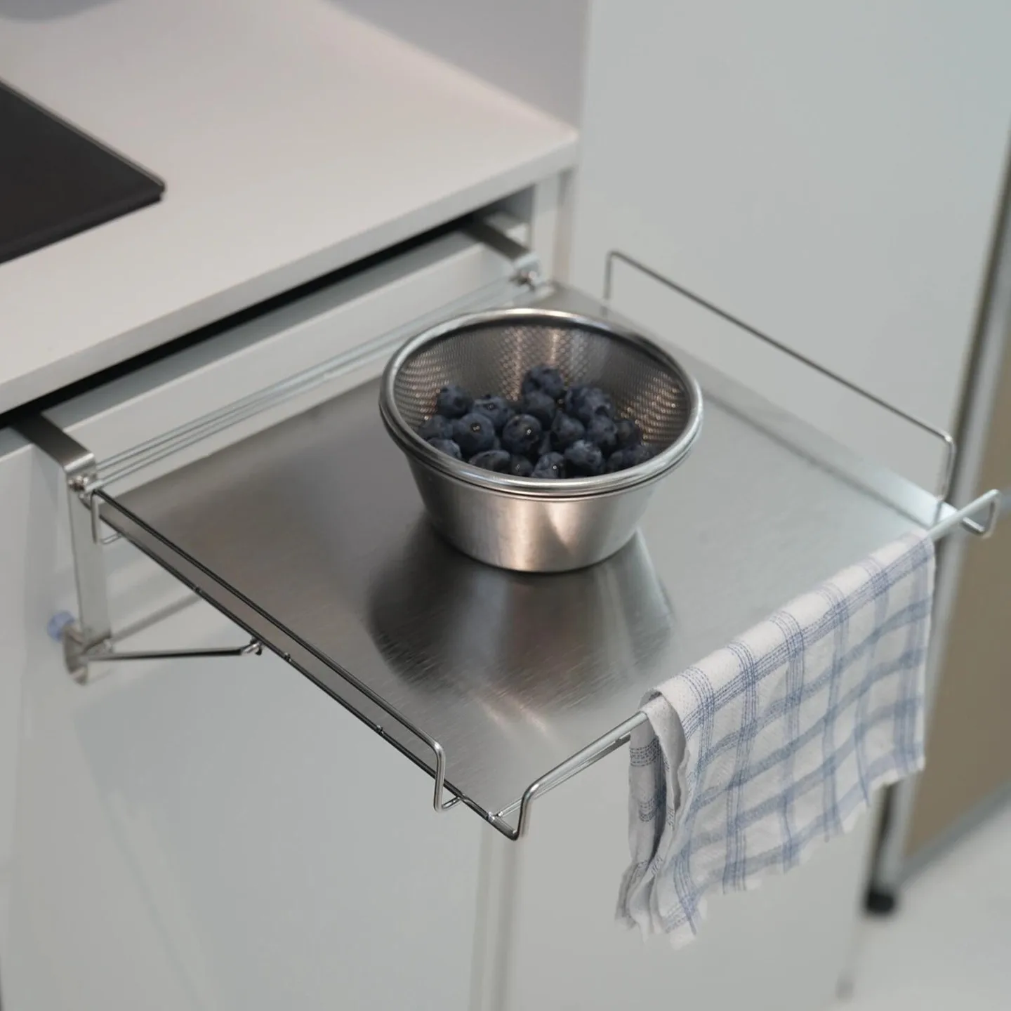 Stainless Steel Kitchen Countertop Expansion Rack Cabinet Door Hanging Table Board Storage Partition Auxiliary Desk