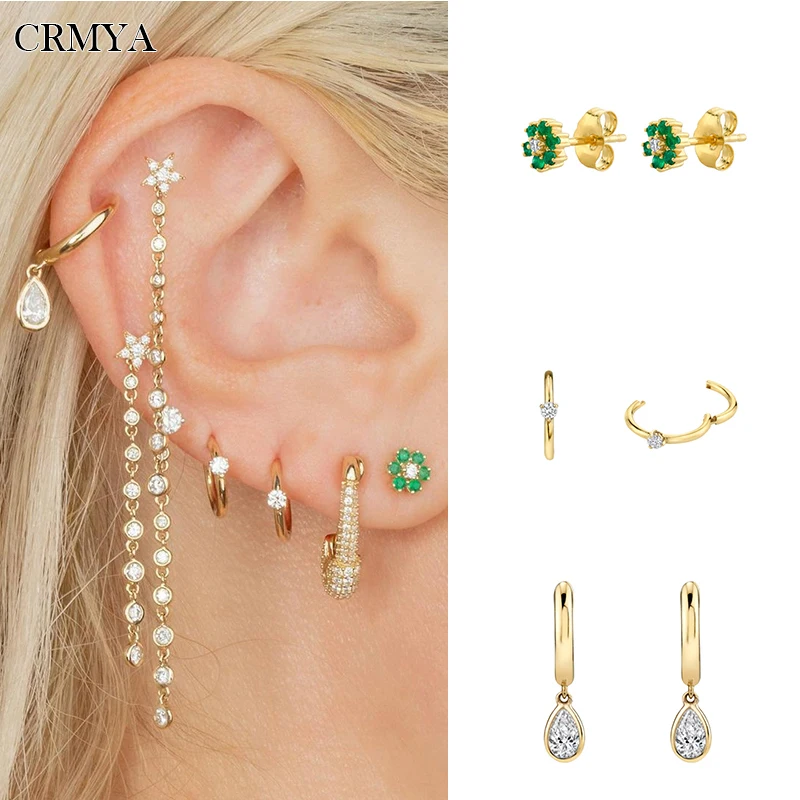 CRMYA Gold Silver Plated Stud Earrings for Women Classic CZ Zircon Piercing Women's Hoop Drop Earrings 2022 Jewelry Wholesale
CRMYA Gold Silver Plated Stud Earrings for Women Classic CZ Zircon Piercing Women's Hoop Drop Earrings 2022 Jewelry Wholesale