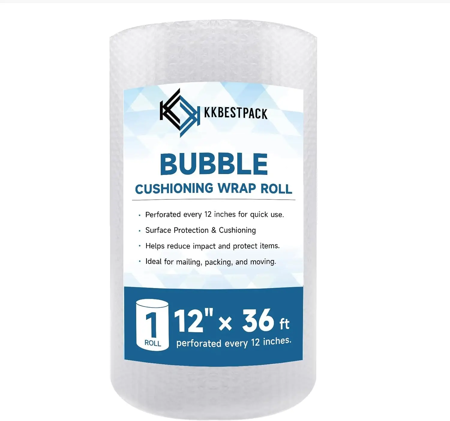 Bubble Cushioning Wrap 12in x 36ft - Perforated Packing Roll for Moving & Shipping, Protects Glassware
Bubble Cushioning Wrap 12in x 36ft - Perforated Packing Roll for Moving & Shipping, Protects Glassware