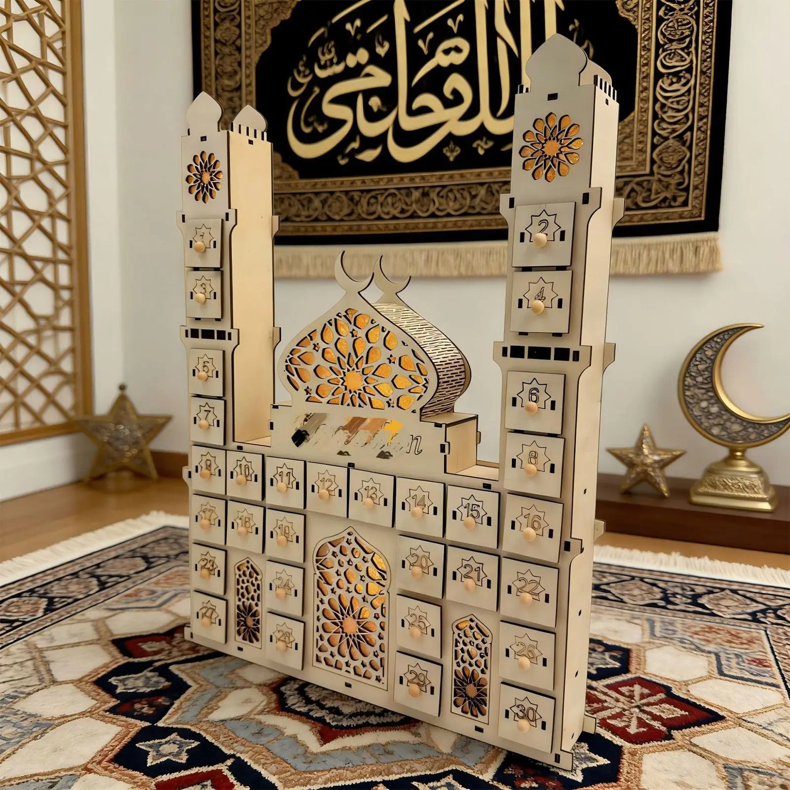 Holiday Countdown Calendar Wooden Castle Shape Table Decor wth Drawers 30 Days Fun Activity Calendar with Light for Living Room
Holiday Countdown Calendar Wooden Castle Shape Table Decor wth Drawers 30 Days Fun Activity Calendar with Light for Living Room