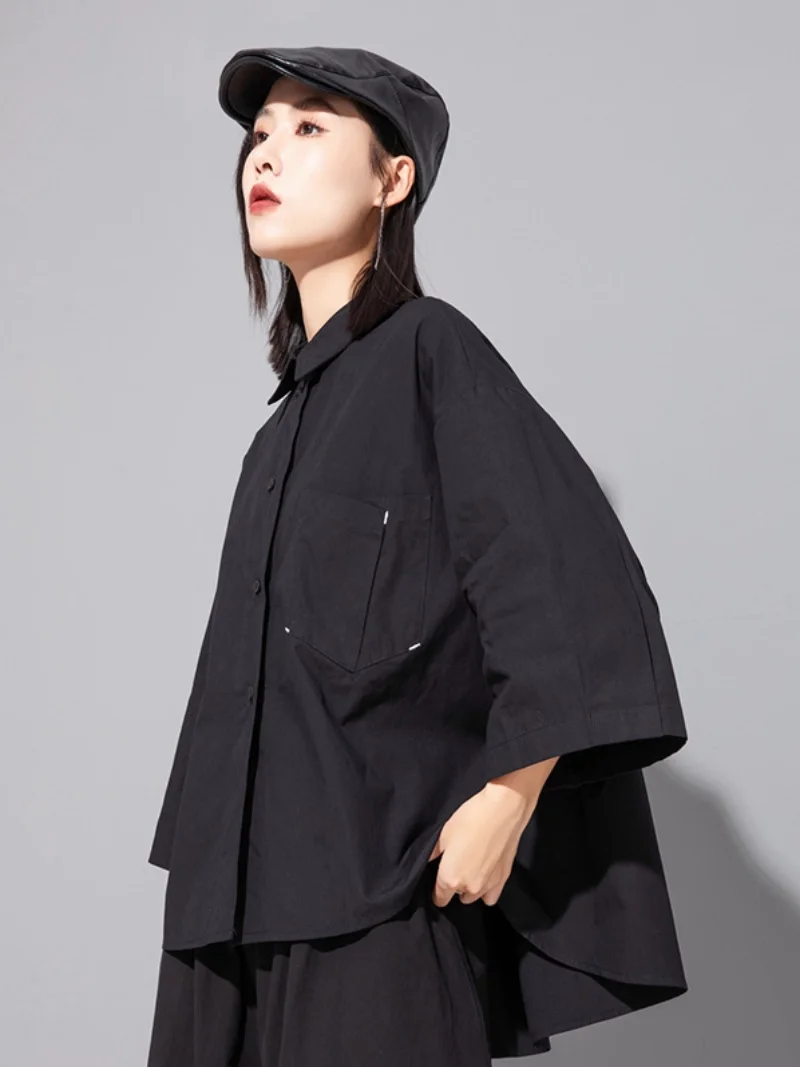 Loose Fit Street Style Punk Shirt Women's Oversize Single Button Turn-down Collar Pocket Large Sleeve Seven-quarter Sleeve
Loose Fit Street Style Punk Shirt Women's Oversize Single Button Turn-down Collar Pocket Large Sleeve Seven-quarter Sleeve