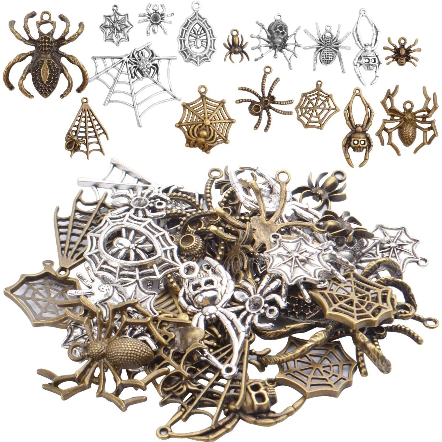 Подвески-пауки, 100 г (30-50 шт.) Винтажный кулон-паук Подвески Смешанный кулон-паук на Хэллоуин для изготовления ювелирных изделий своими руками
Подвески-пауки, 100 г (30-50 шт.) Винтажный кулон-паук Подвески Смешанный кулон-паук на Хэллоуин для изготовления ювелирных изделий своими руками