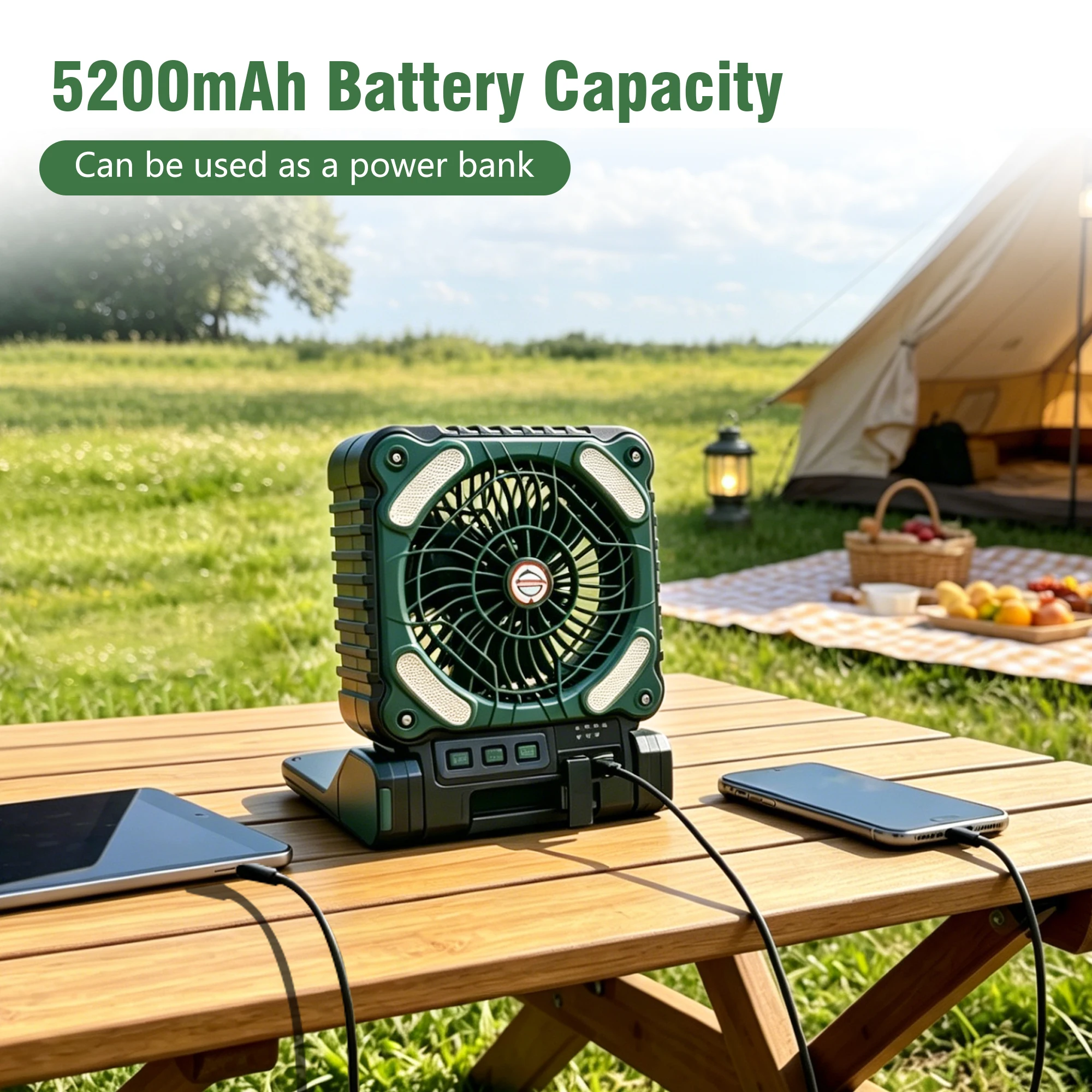 Solar Powered Camping Fan LED Light 5200mAh Rechargeable Portable USB Fan Power Bank for Outdoor Camping Fishing Emergency
Solar Powered Camping Fan LED Light 5200mAh Rechargeable Portable USB Fan Power Bank for Outdoor Camping Fishing Emergency