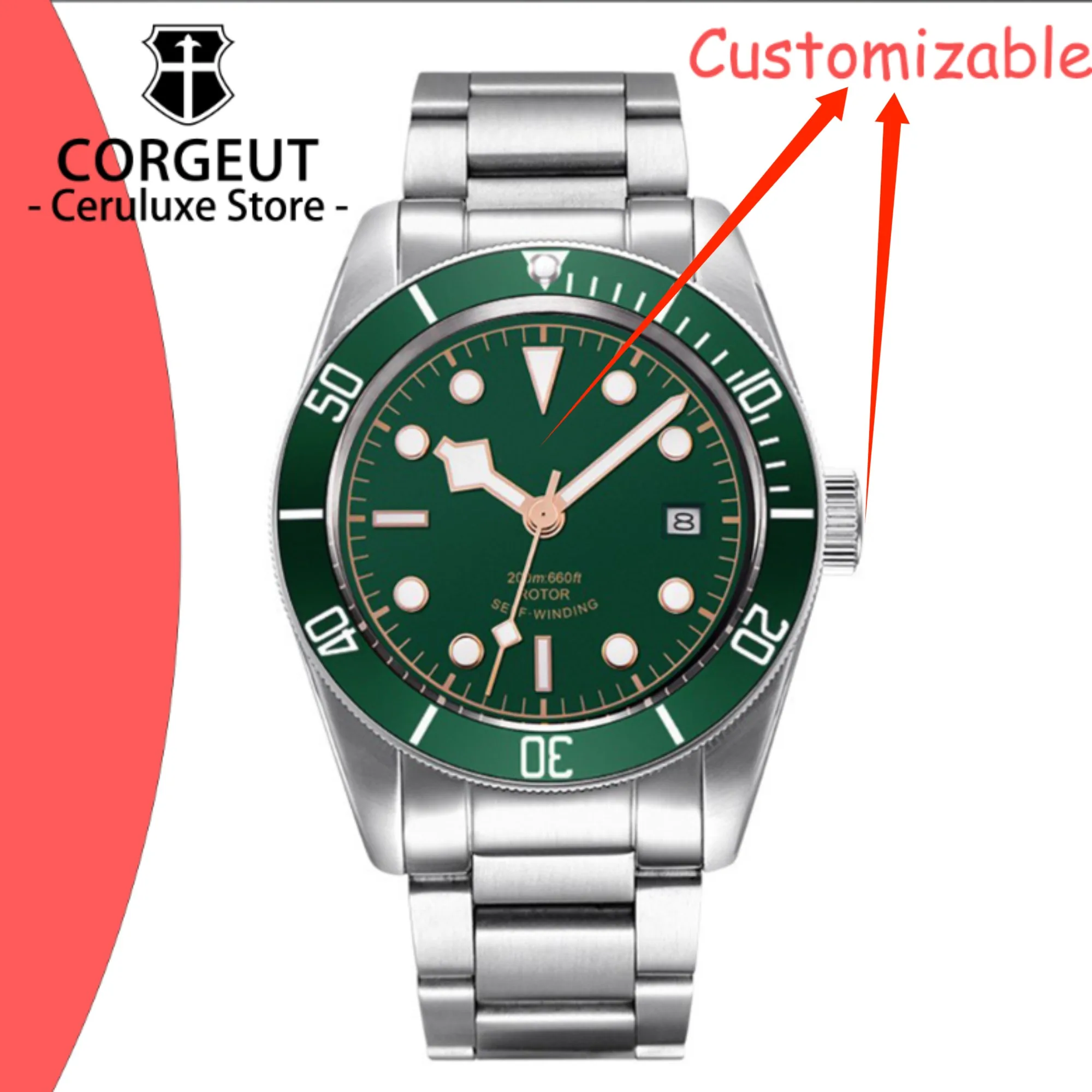 CUSTOM Logo 41mm NH35 Automatic Mechanical 20Bar Waterproof Swim Watches Luxury Sapphire Glass High Grade Business Men's Watches
CUSTOM Logo 41mm NH35 Automatic Mechanical 20Bar Waterproof Swim Watches Luxury Sapphire Glass High Grade Business Men's Watches
