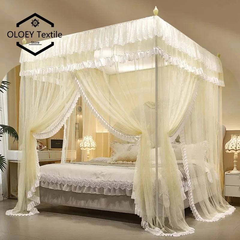 Double Layered Lace Princess 3-Door Mosquito Nets Dustproof and Blackout Floor Bed Curtain Comfortable Tent with Painted Bracket
Double Layered Lace Princess 3-Door Mosquito Nets Dustproof and Blackout Floor Bed Curtain Comfortable Tent with Painted Bracket