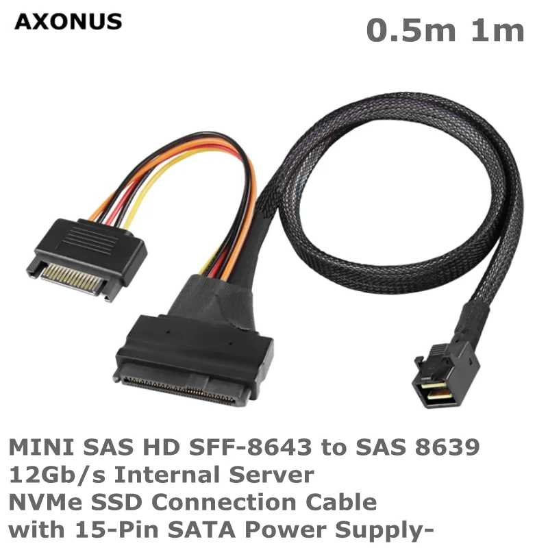 NEW Mini SAS 3.0 SFF 8643 to U.2 SFF-8639 Cable with 15 Pin Female SATA Connector SSD Power Cable Wire 12Gb/S 0.5m 1m
NEW Mini SAS 3.0 SFF 8643 to U.2 SFF-8639 Cable with 15 Pin Female SATA Connector SSD Power Cable Wire 12Gb/S 0.5m 1m