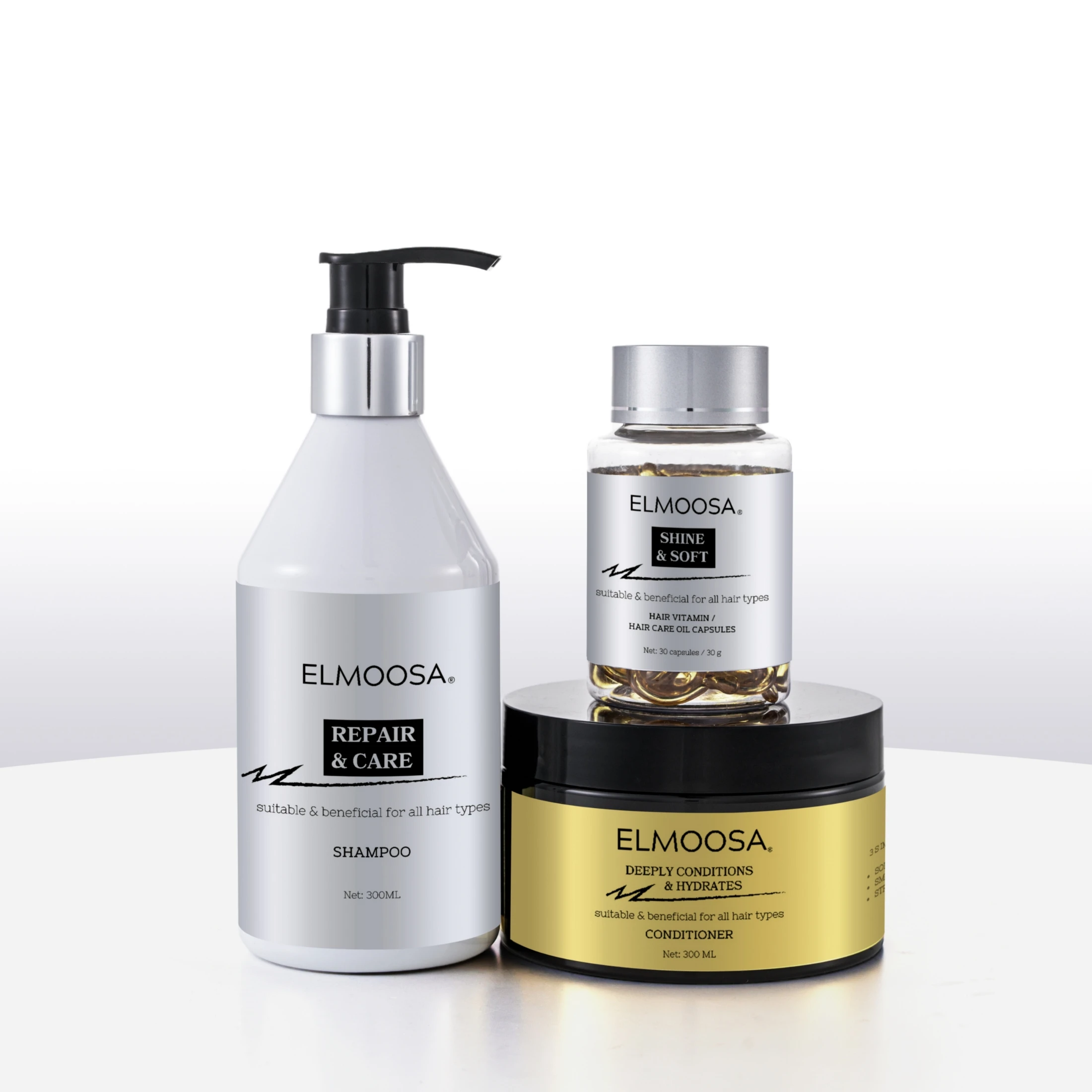 ELMOOSA & CARE HAIR ROUTINE для всех типов волос - 5-ступенчатая система для лечения волос / обработки икра / восстановления салона подходит
ELMOOSA & CARE HAIR ROUTINE для всех типов волос - 5-ступенчатая система для лечения волос / обработки икра / восстановления салона подходит