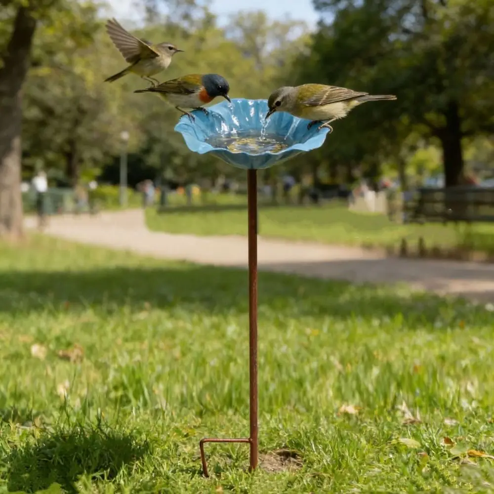 Metal Bird Bath Stand Ground Insert Colorful Bee Butterfly Watering Station Flower Shaped Iron Art Bird Water Dispenser Patio
Metal Bird Bath Stand Ground Insert Colorful Bee Butterfly Watering Station Flower Shaped Iron Art Bird Water Dispenser Patio