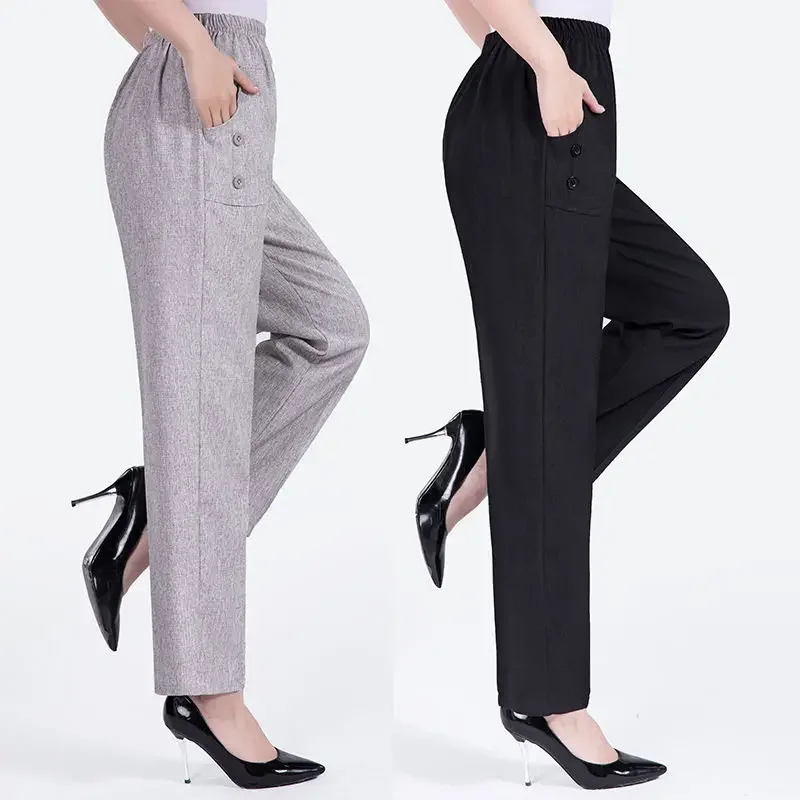 2024 Middle Aged Women Spring Summer Pant Thin Elastic Waist Loose Cotton Mother Long Trousers Plus Size streetwear joggers
2024 Middle Aged Women Spring Summer Pant Thin Elastic Waist Loose Cotton Mother Long Trousers Plus Size streetwear joggers