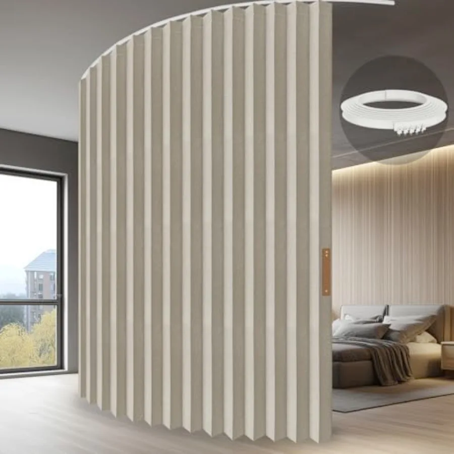 Accordion Partition Curtain with Ceiling Track - Space-Saving Room Divider Tool-Free Installation 100" W x 84" L-Pack of 1
Accordion Partition Curtain with Ceiling Track - Space-Saving Room Divider Tool-Free Installation 100" W x 84" L-Pack of 1
