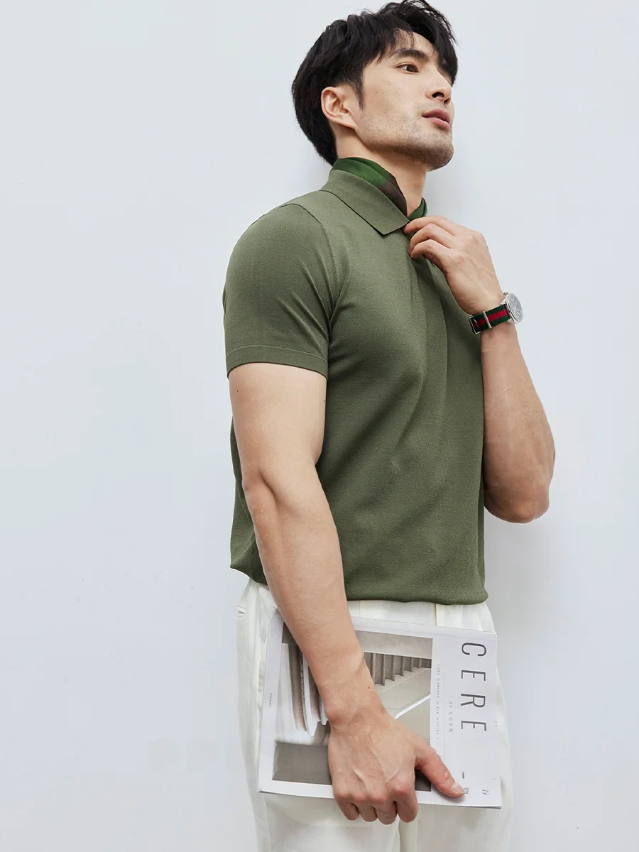 Italian Sle Ice Silk Knitted ort Sve T-irt Men's Faion Casual Breathable Summer Top Ultra Thin Fake 2-Piece Design
Italian Sle Ice Silk Knitted ort Sve T-irt Men's Faion Casual Breathable Summer Top Ultra Thin Fake 2-Piece Design
