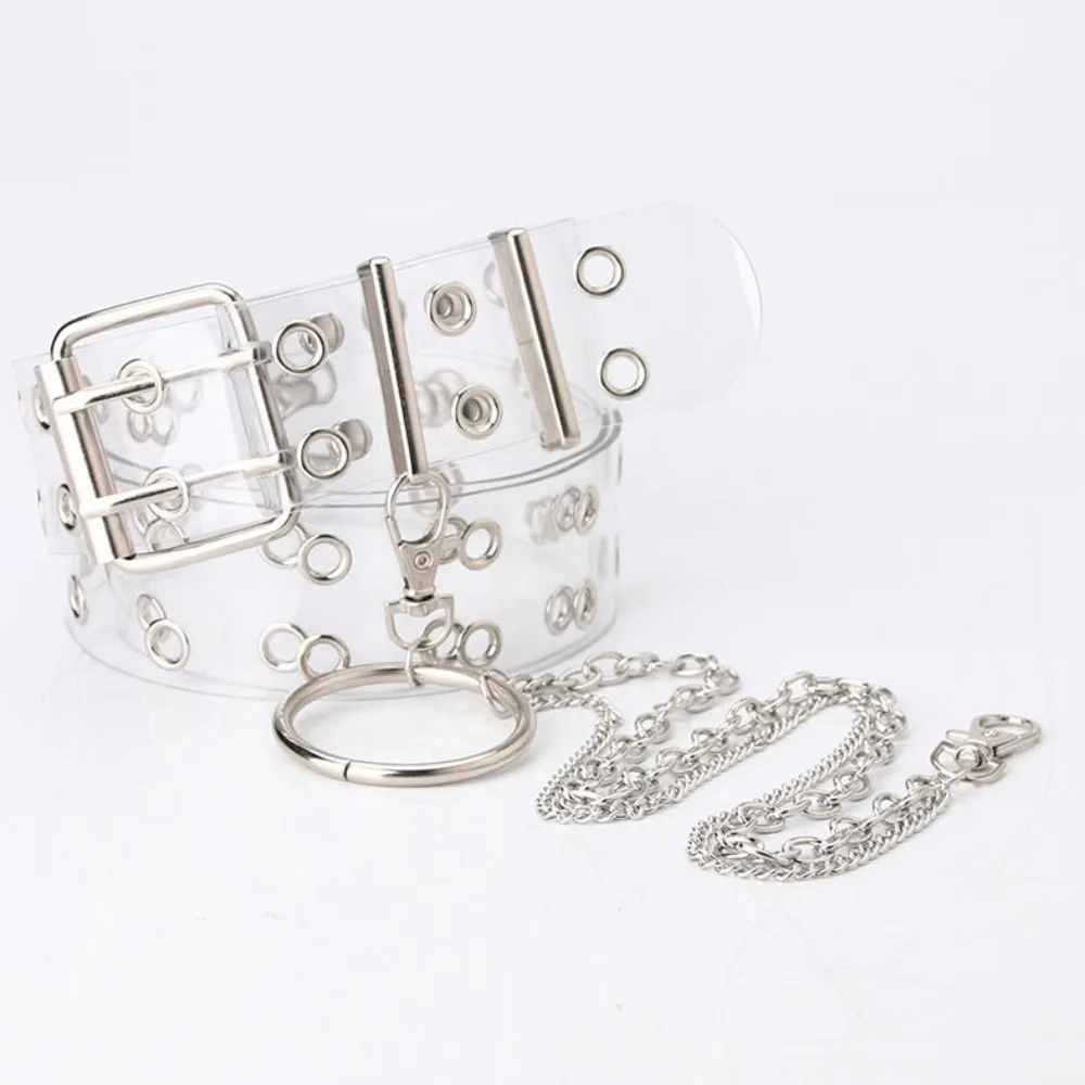 PVC Clear Full Grommet Belt Strap Buckle Punk Trouser Jeans Transparent Belt Casual Multi Hole Waistband with Chain
PVC Clear Full Grommet Belt Strap Buckle Punk Trouser Jeans Transparent Belt Casual Multi Hole Waistband with Chain