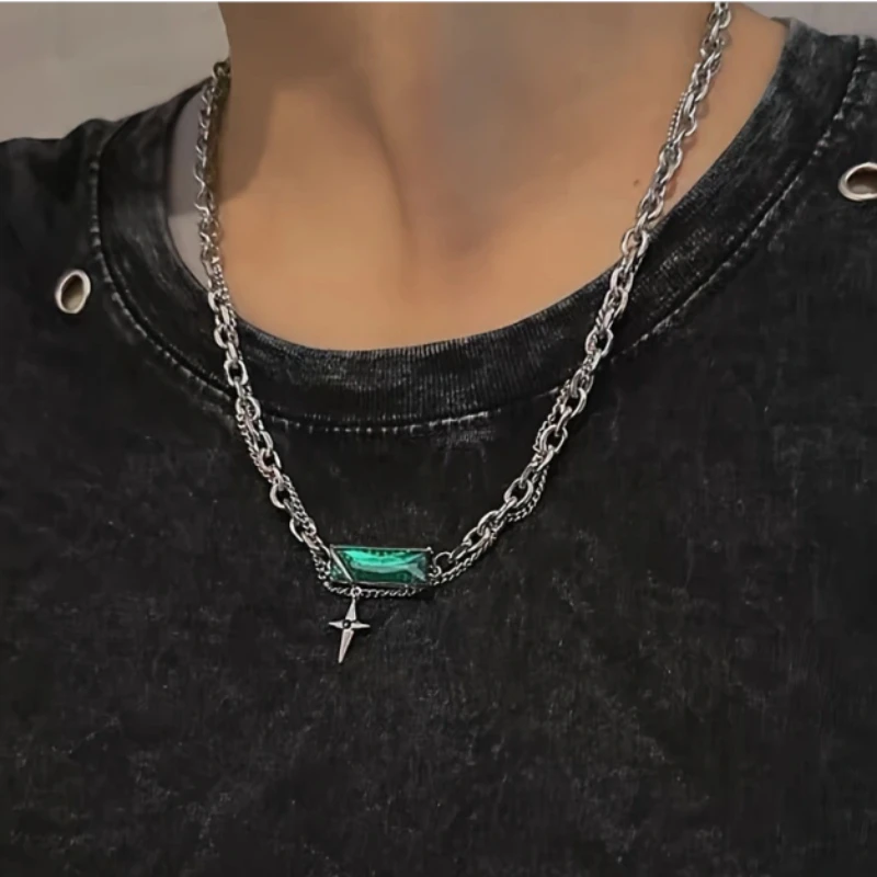 New Accessories Niche Winding Black Green Stone Cross Splicing Necklace Men and Women Bungee Tide Collarbone Chain
New Accessories Niche Winding Black Green Stone Cross Splicing Necklace Men and Women Bungee Tide Collarbone Chain