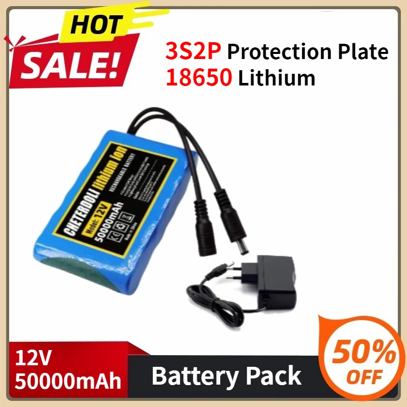 New 3S2P Protection Plate 12V 50000mAh 18650 Lithium ion DC 12.6V Super Rechargeable Battery + Charger 12V 50Ah Battery Pack
New 3S2P Protection Plate 12V 50000mAh 18650 Lithium ion DC 12.6V Super Rechargeable Battery + Charger 12V 50Ah Battery Pack