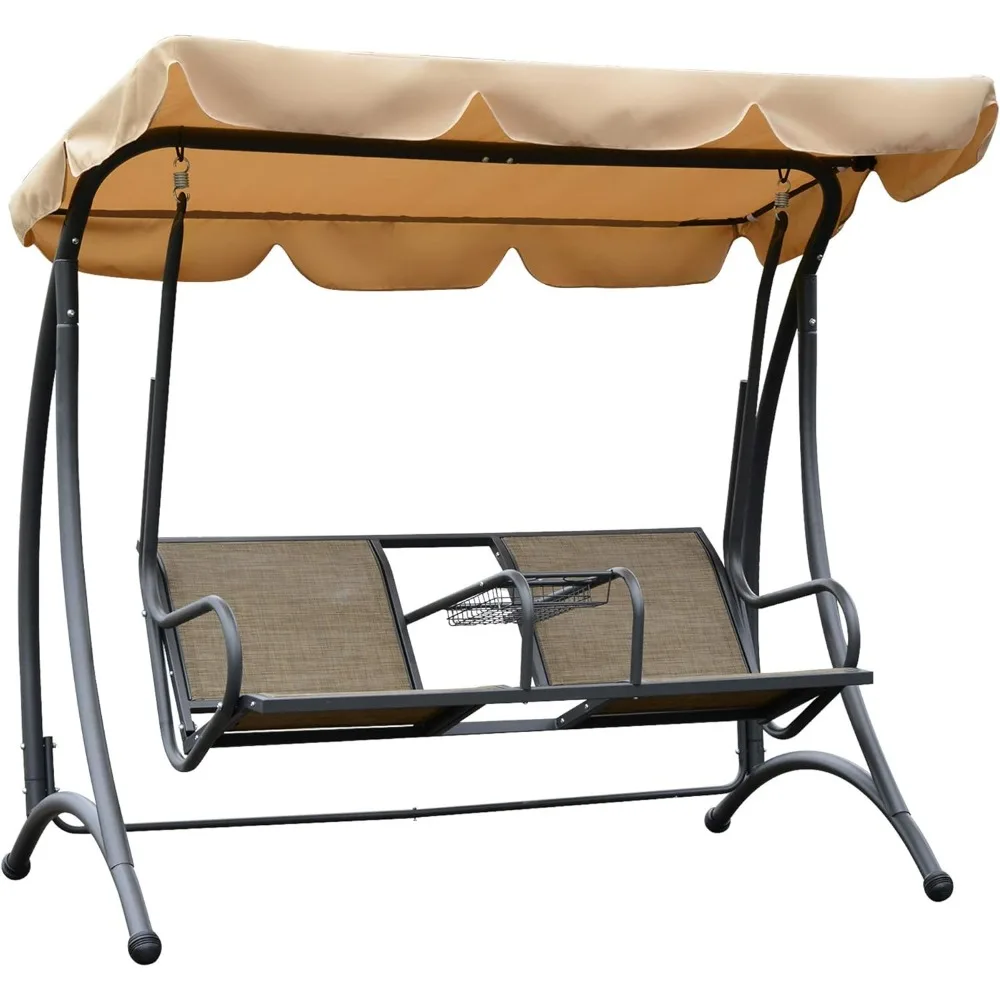 2-Seat Patio Swing Chair, Outdoor Porch Swing Glider with Adjustable Canopy, Cup Holders and Storage Tray, for Garden
2-Seat Patio Swing Chair, Outdoor Porch Swing Glider with Adjustable Canopy, Cup Holders and Storage Tray, for Garden