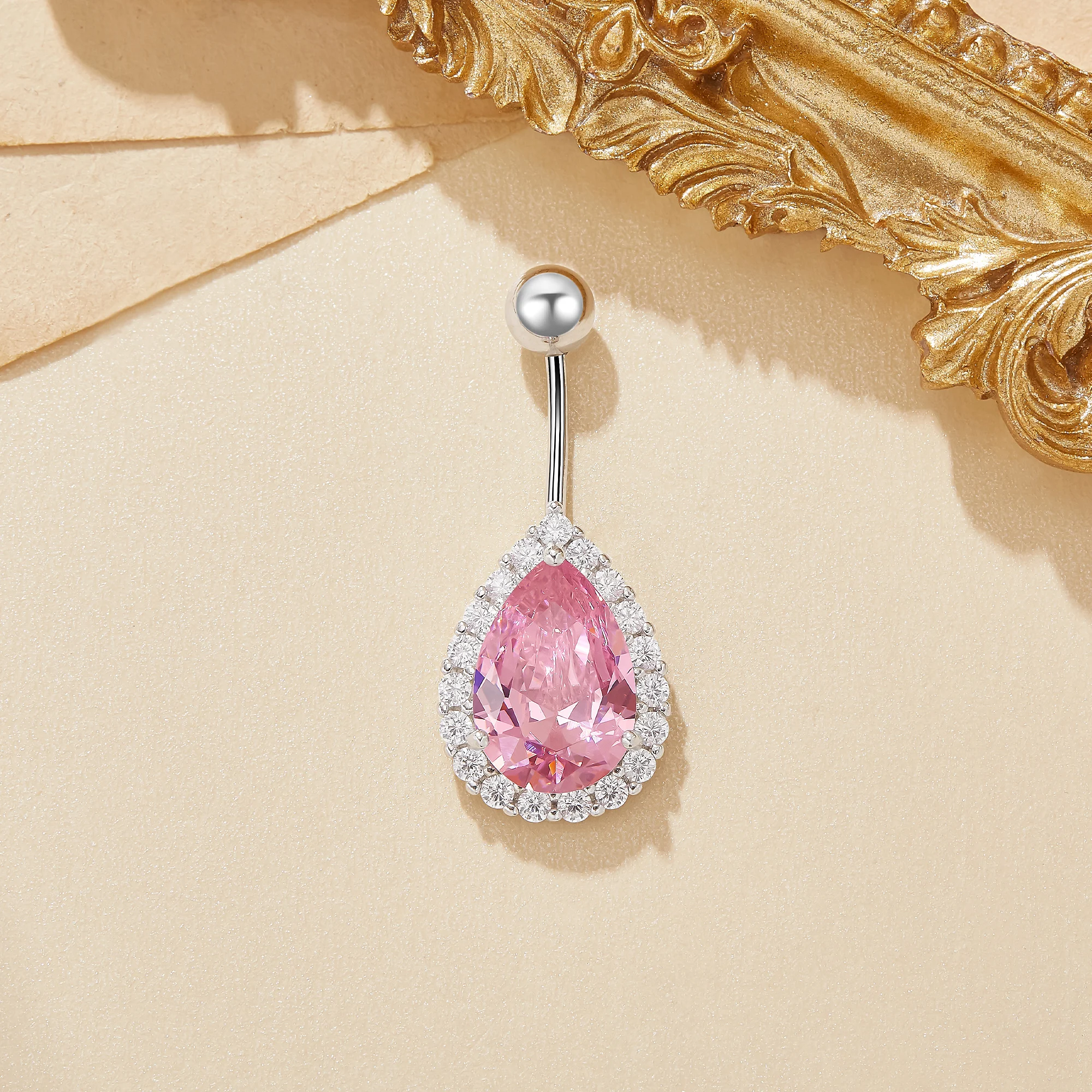 Sparkling Pear Pink CZ Stone Belly Button Ring Halo Navel Piercing Elegant Belly Body Jewelry Fashion Piercing Bithday 6730011
Sparkling Pear Pink CZ Stone Belly Button Ring Halo Navel Piercing Elegant Belly Body Jewelry Fashion Piercing Bithday 6730011
