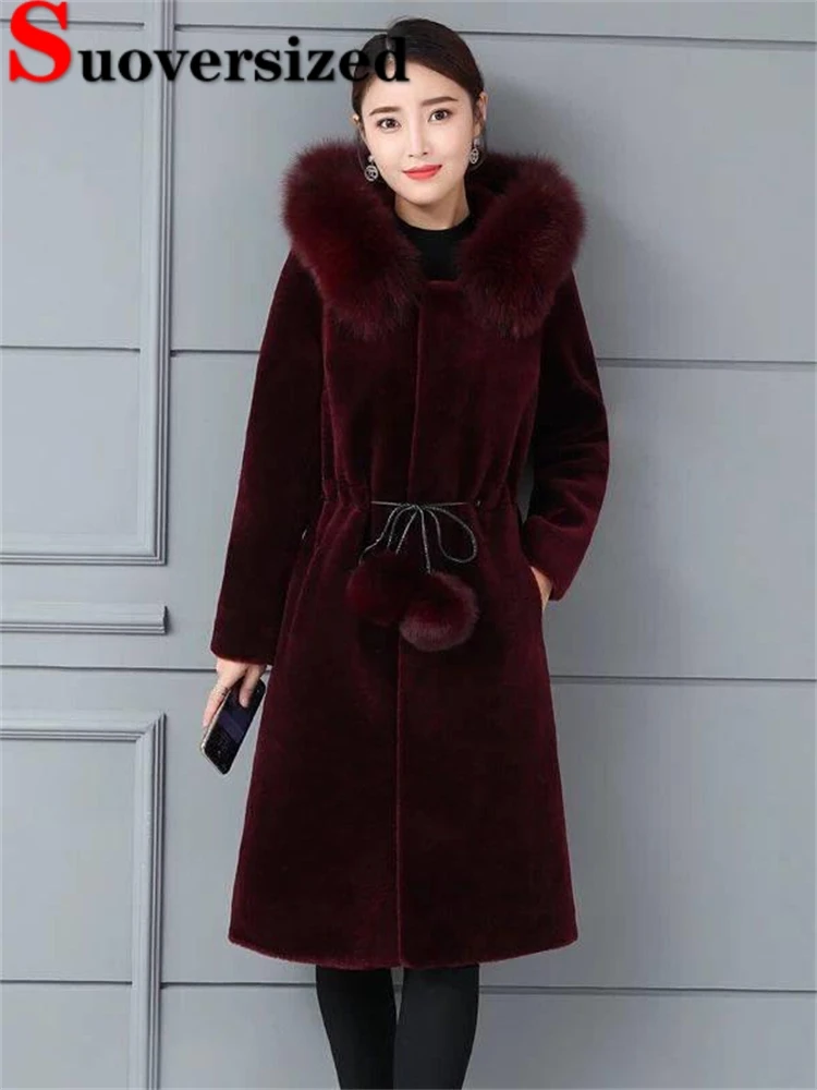 Thicken Luxury Faux Furs Jackets Fur Collar Hooded Mid-length Coats Oversized Warm Cotton Padded Overcoat Women Korean Jaqueta
Thicken Luxury Faux Furs Jackets Fur Collar Hooded Mid-length Coats Oversized Warm Cotton Padded Overcoat Women Korean Jaqueta