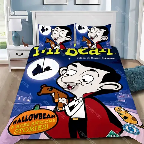 Cartoon Duvet Cover Pillowcase Bedding Set Adult Boy Mr B-Bean Girl Bedroom Decoration Children Gift Single Double Large Size