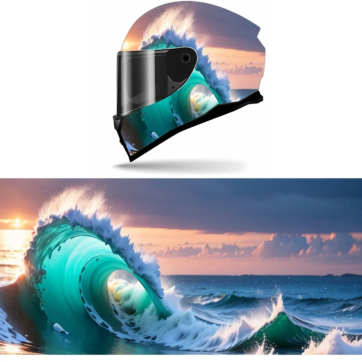 Wave Crashes on Blue Coastline Full Helmet Wrap Sticker Motorcycle Helmet Racing Graphic Decal Vinyl Wrap Helmet Decor Sticker
Wave Crashes on Blue Coastline Full Helmet Wrap Sticker Motorcycle Helmet Racing Graphic Decal Vinyl Wrap Helmet Decor Sticker