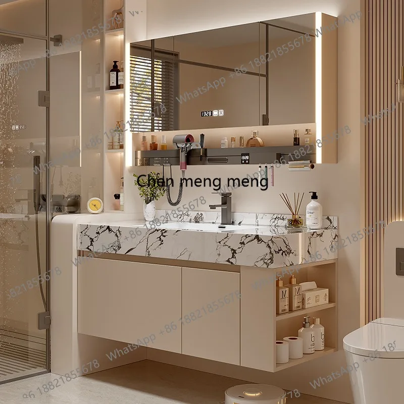 Light luxury rock slab seamless ceramic integrated basin bathroom cabinet solid wood smart hand wash basin bathroom
Light luxury rock slab seamless ceramic integrated basin bathroom cabinet solid wood smart hand wash basin bathroom