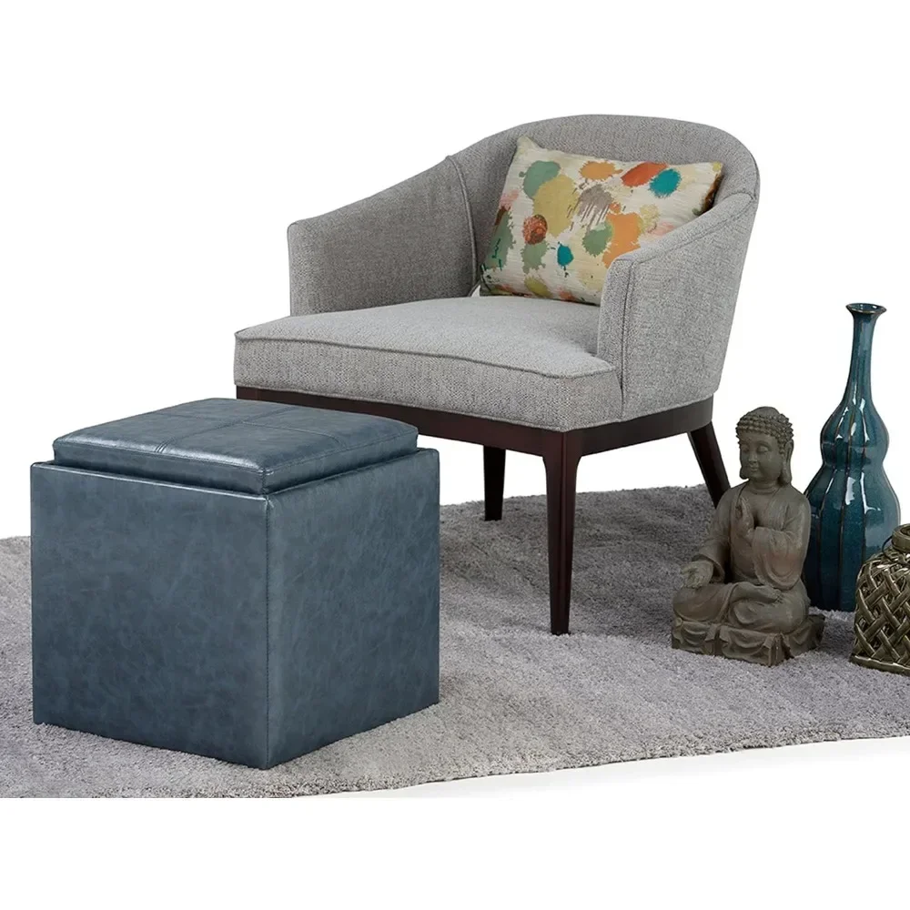 Stool, 18 inch wide modern square chair with denim blue synthetic leather cushion, footstool, stool
Stool, 18 inch wide modern square chair with denim blue synthetic leather cushion, footstool, stool