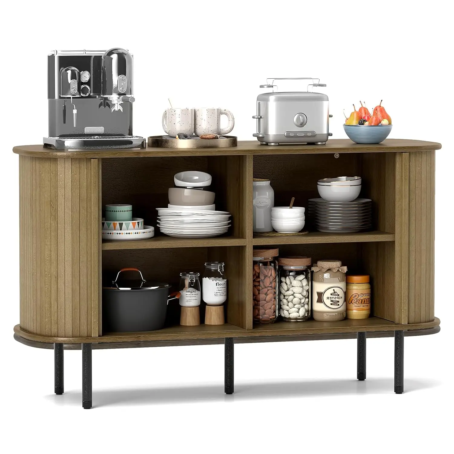 Buffet Cabinet with Storage, 47” Fluted Sideboard with Sliding Tambour Doors, Adjustable Shelves, Credenzas for, Customized
Buffet Cabinet with Storage, 47” Fluted Sideboard with Sliding Tambour Doors, Adjustable Shelves, Credenzas for, Customized