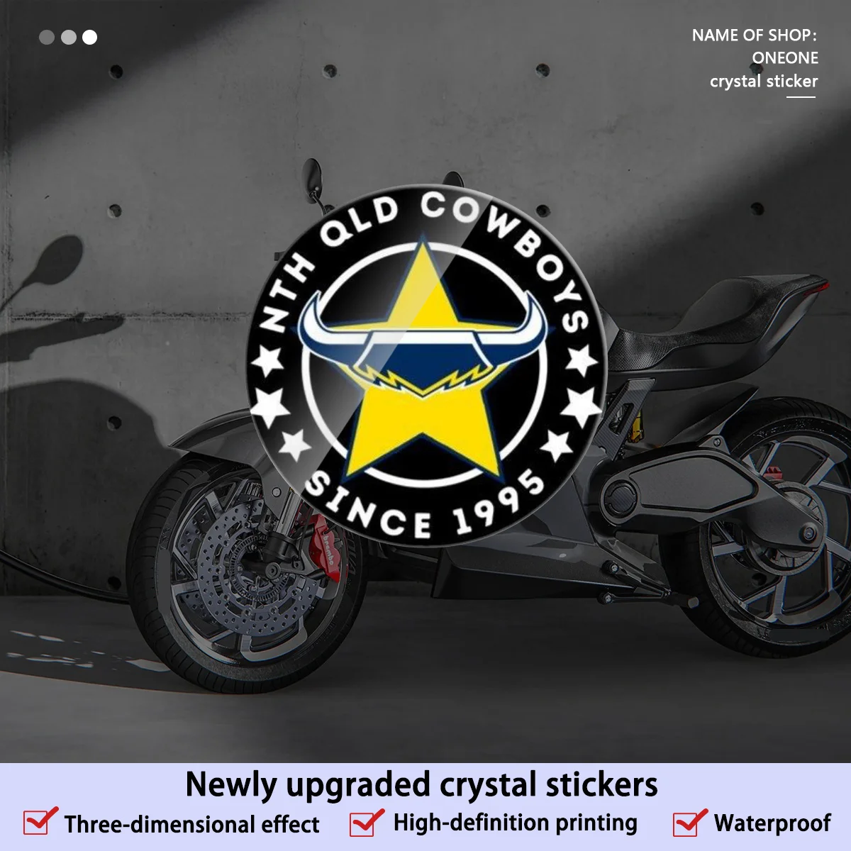 NTH QLD COWBOYS - Crystal Decals, Bicycle Stickers, Water Resistant, Scratch Resistant, UV Resistant, Easy to Paste, Offers
NTH QLD COWBOYS - Crystal Decals, Bicycle Stickers, Water Resistant, Scratch Resistant, UV Resistant, Easy to Paste, Offers