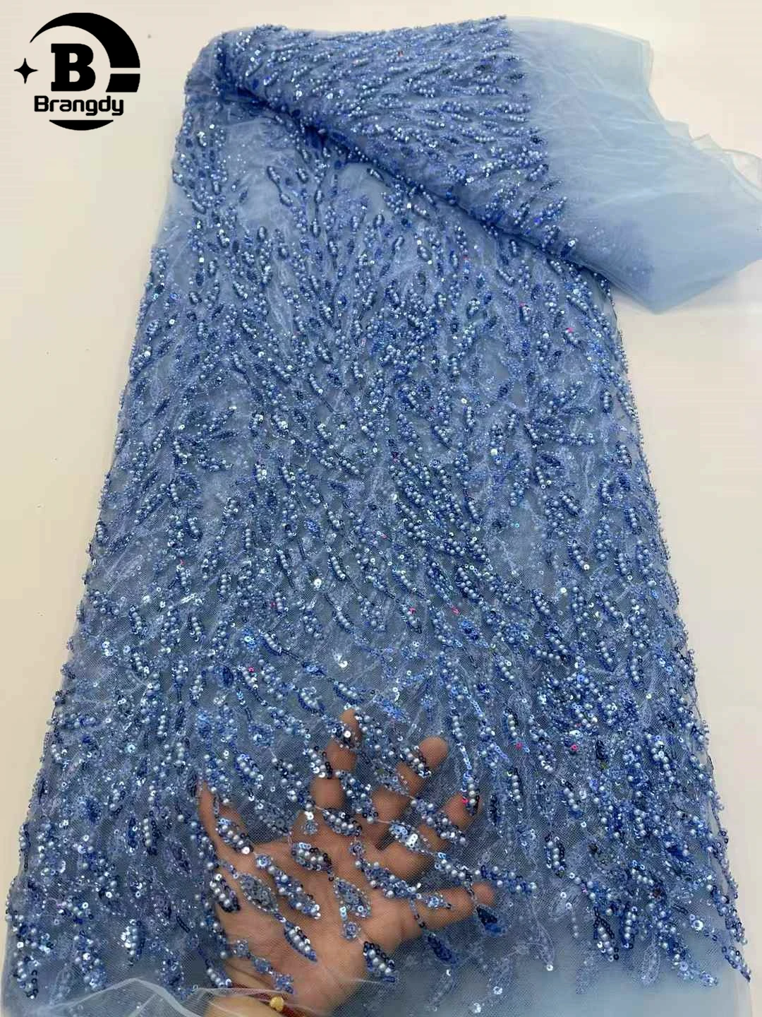 Blue African French Tulle Sequins Bridal Lace Fabric 2025 High Quality Elegant Beaded Lace Fabric Wedding Evening Dress Sewing
Blue African French Tulle Sequins Bridal Lace Fabric 2025 High Quality Elegant Beaded Lace Fabric Wedding Evening Dress Sewing